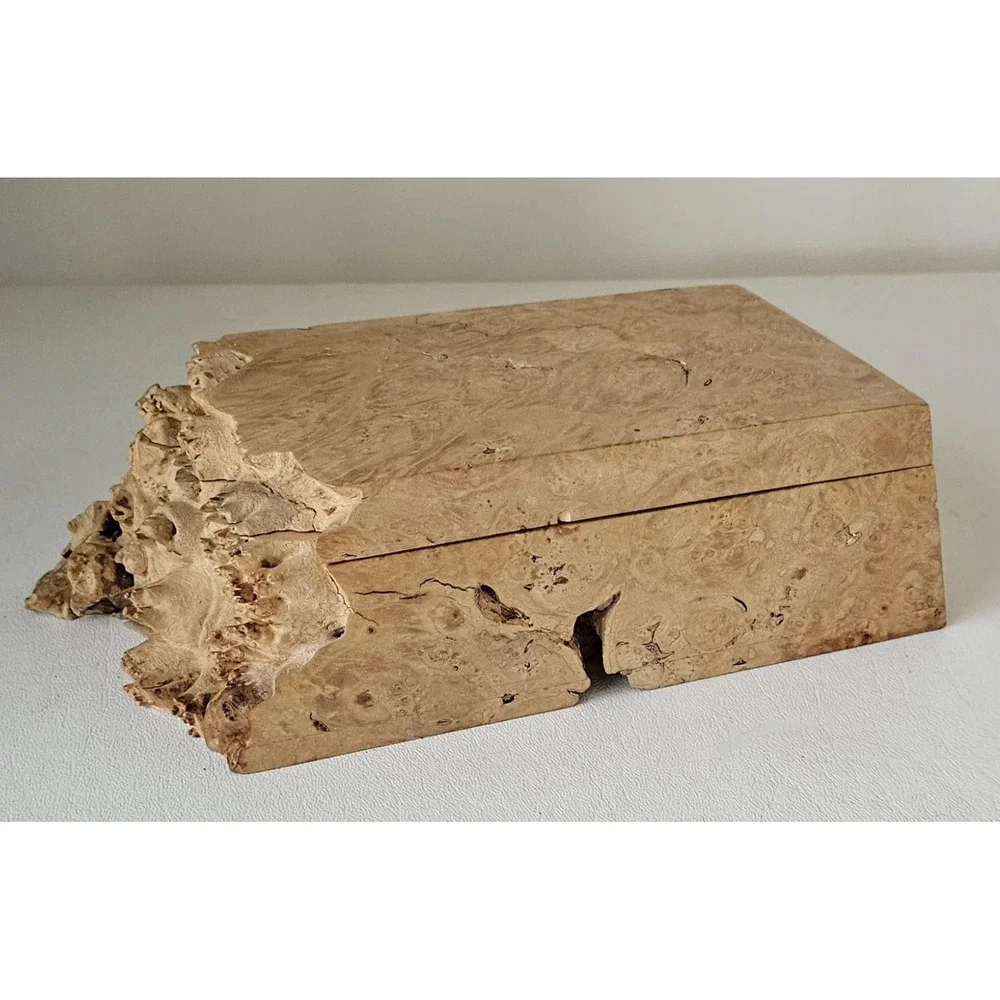 Michael Elkan Oregon Birdseye Maple Burl Box Handmade Wood Trinket Box Art Waxed